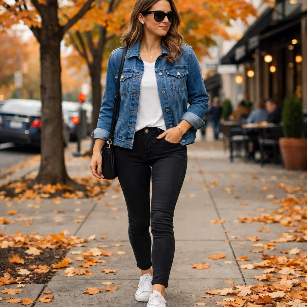 Denim Jacket with Black Jeans