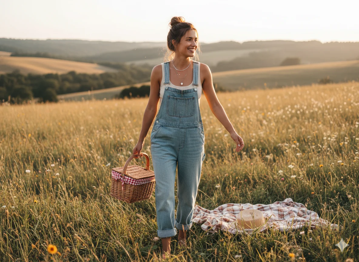 Denim Overalls and a Tank