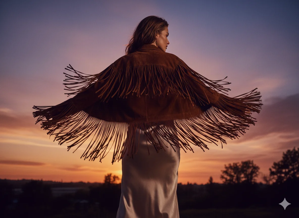 Fringe Jacket Over a Simple Slip Dress