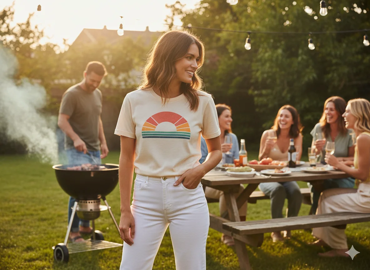 Graphic Tee and White Jeans