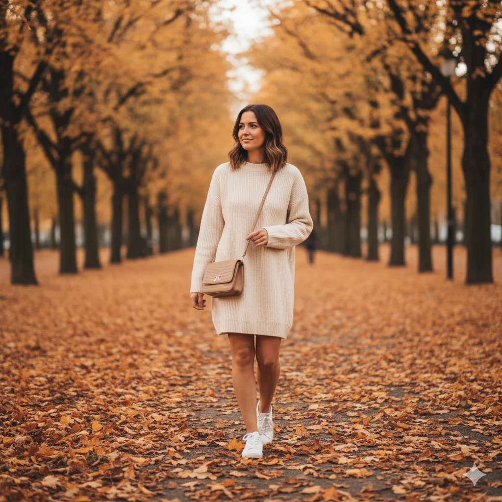 Knit Dress with Sneakers