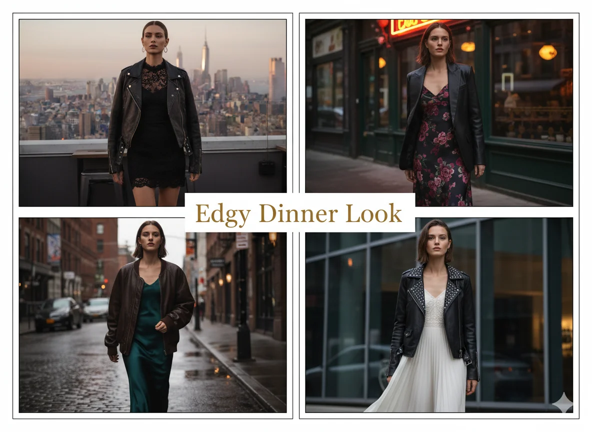 Leather Jacket and Dress