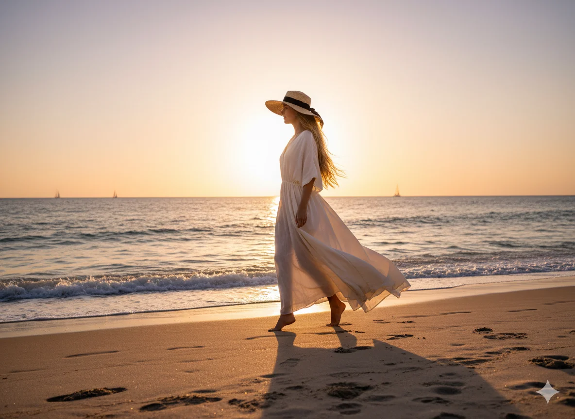 Maxi Dress and Straw Hat