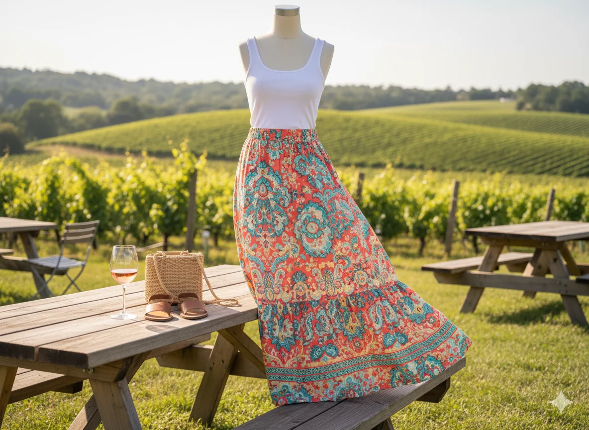 Maxi Skirt and Fitted Tank Top