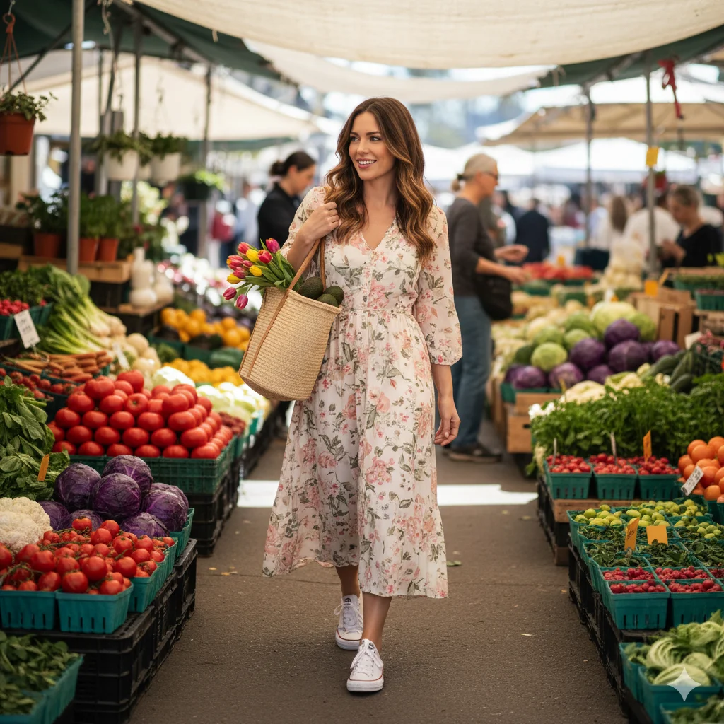 Midi Dress with Sneakers