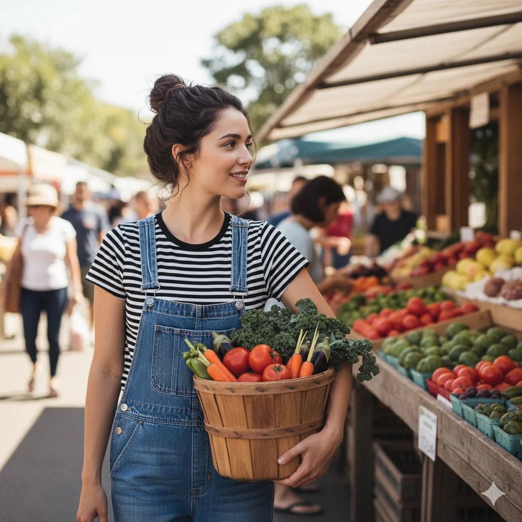 Overalls with a Striped Tee