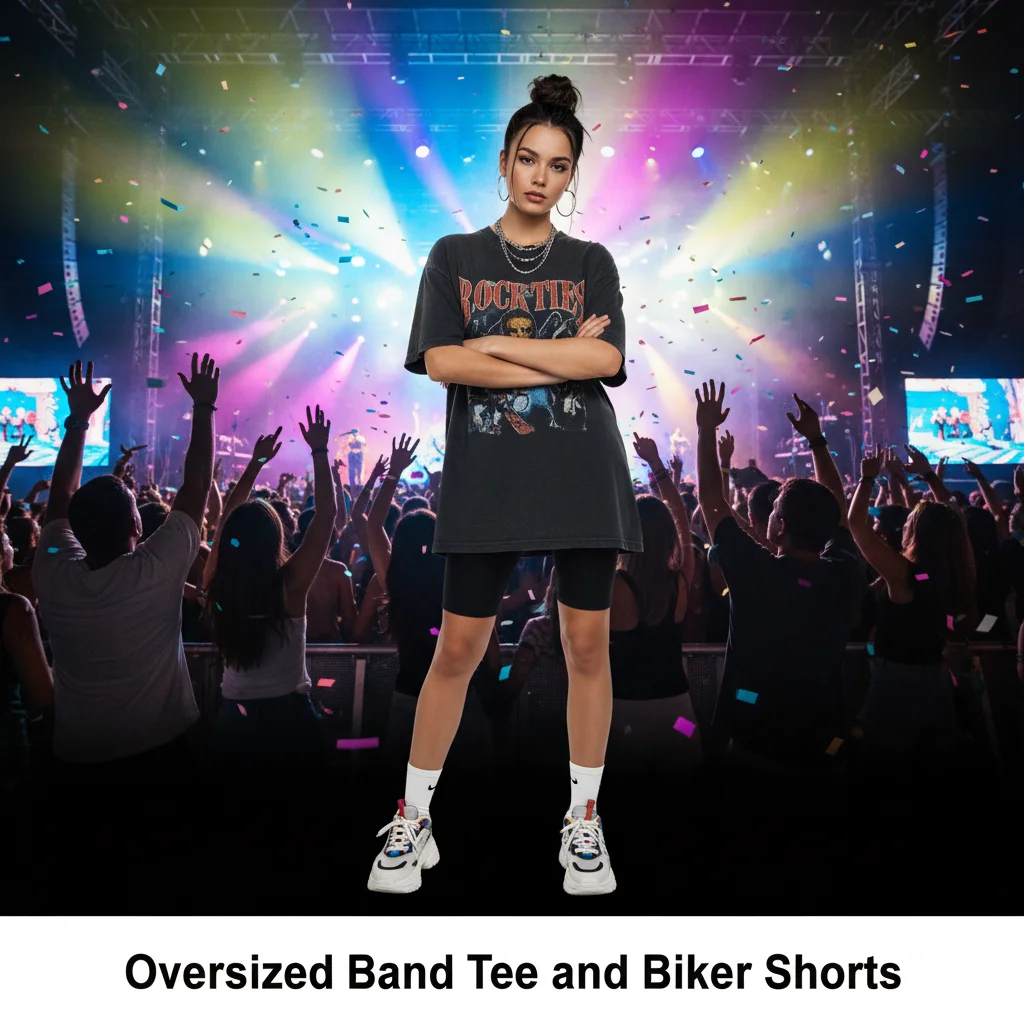 Oversized Band Tee and Biker Shorts