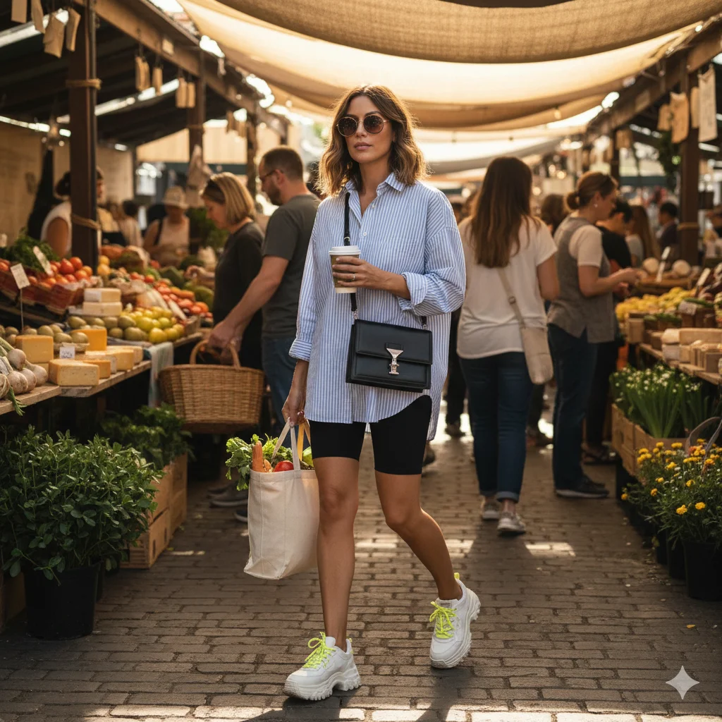 Oversized Shirt with Bike Shorts