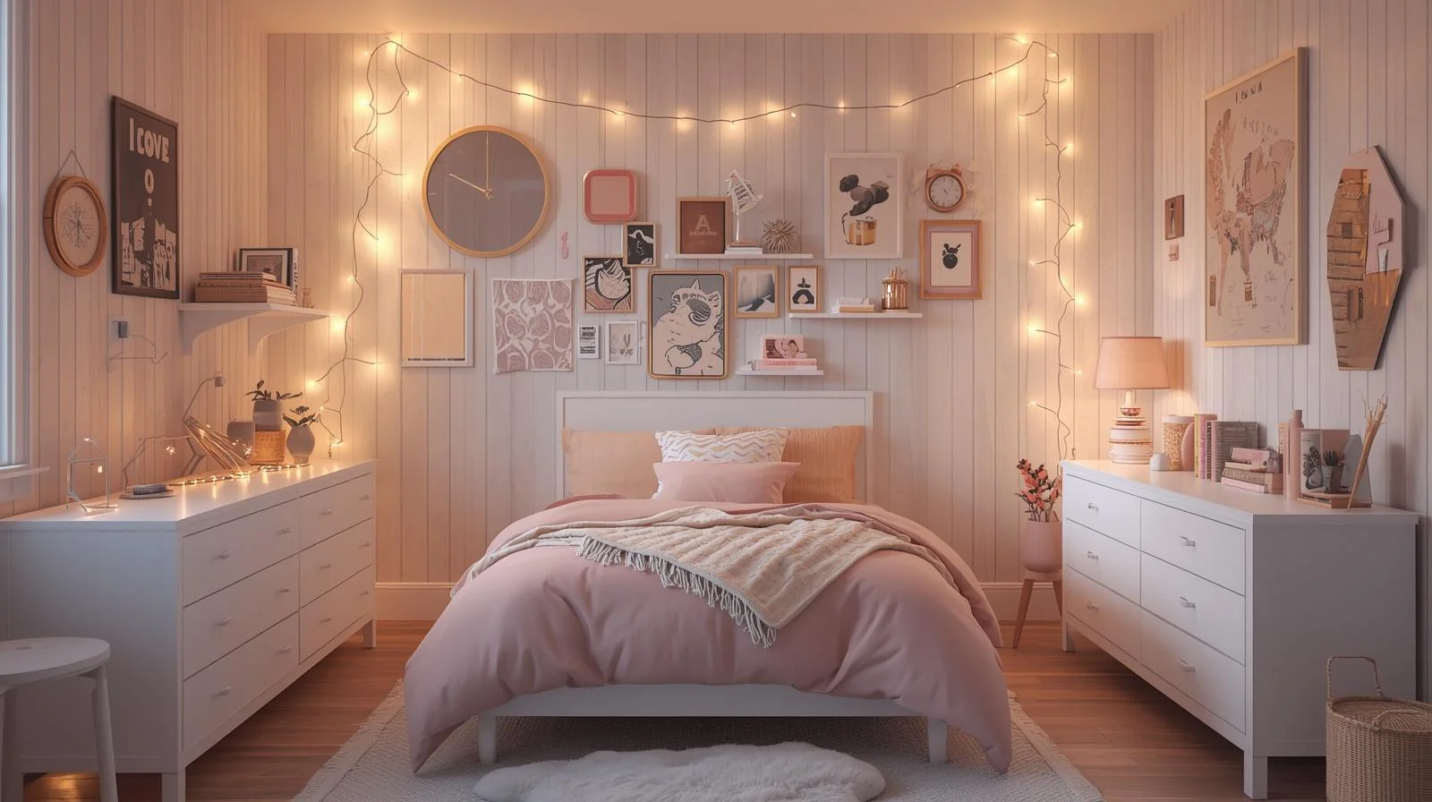 Pink and White Teen Bedroom
