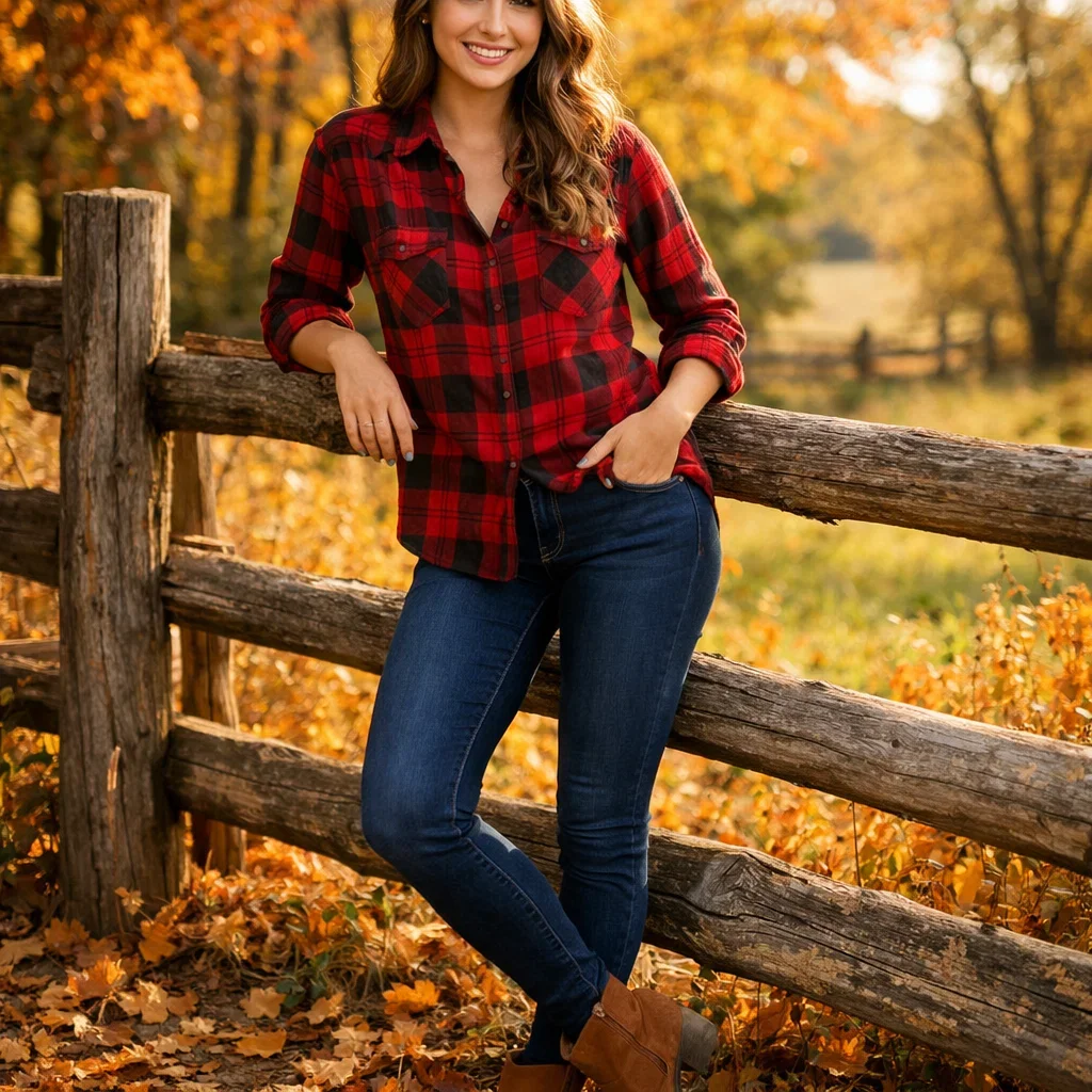Plaid Shirt with Skinny Jeans