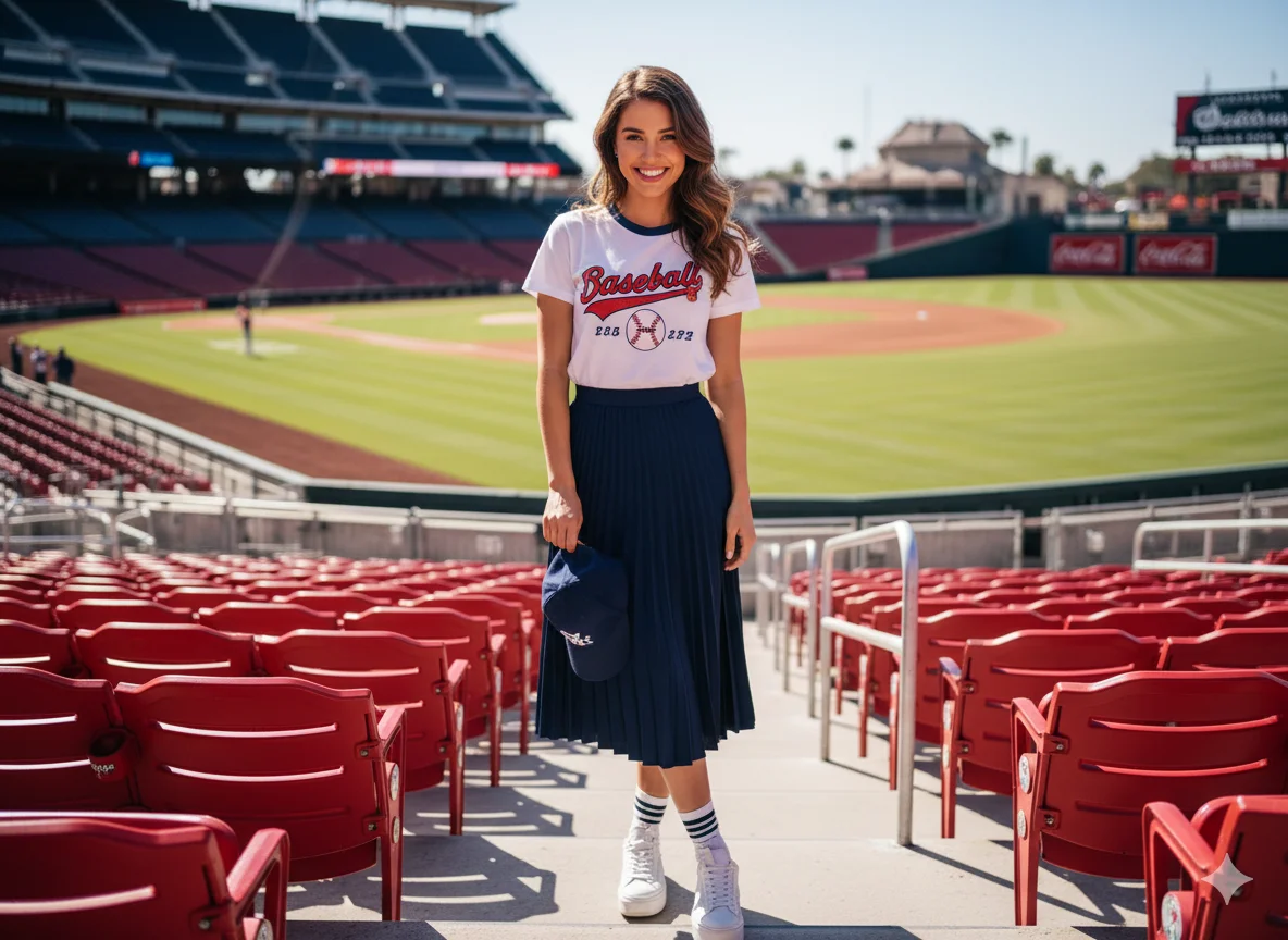 Pleated Skirt and Graphic Tee