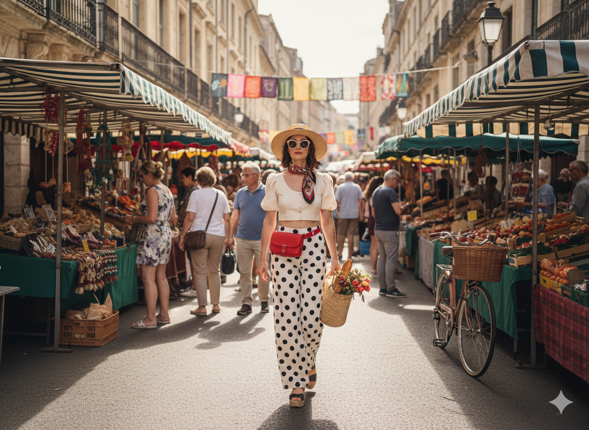 Polka Dot Wide Leg Pants with Crop Top