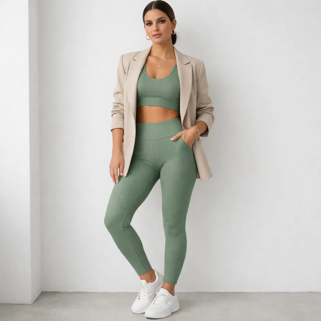  Ribbed Set with a Blazer