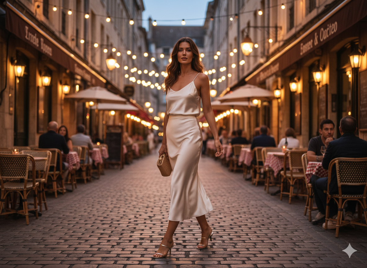 Satin Skirt with Camisole