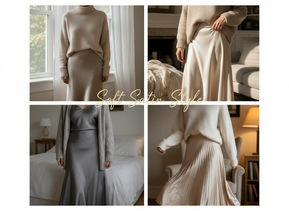 Satin Skirt with a Sweater