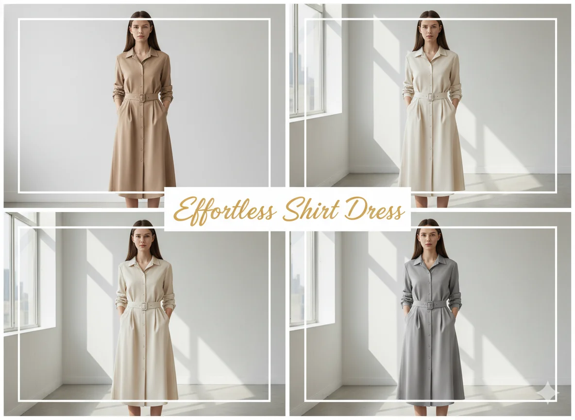 Shirt Dress with a Belt