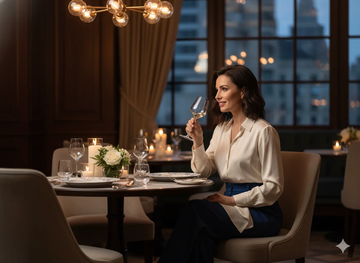 Silk Blouse with Wide Leg Pants