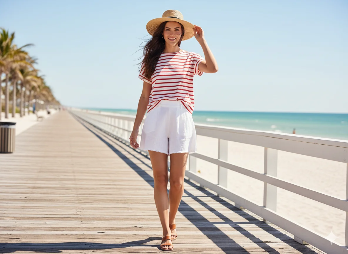 Striped Top and White Shorts