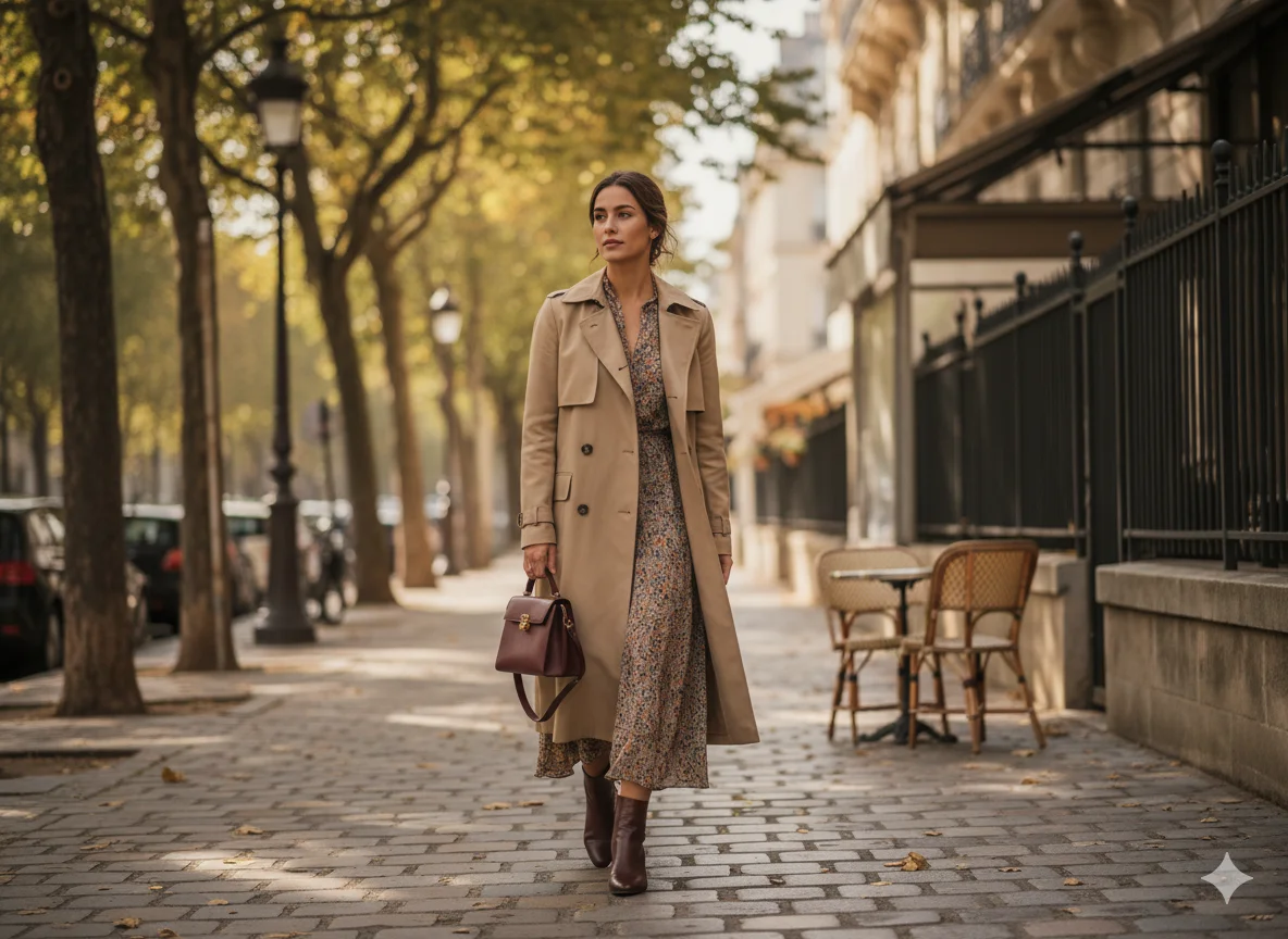 The Trench Coat with Midi Dress