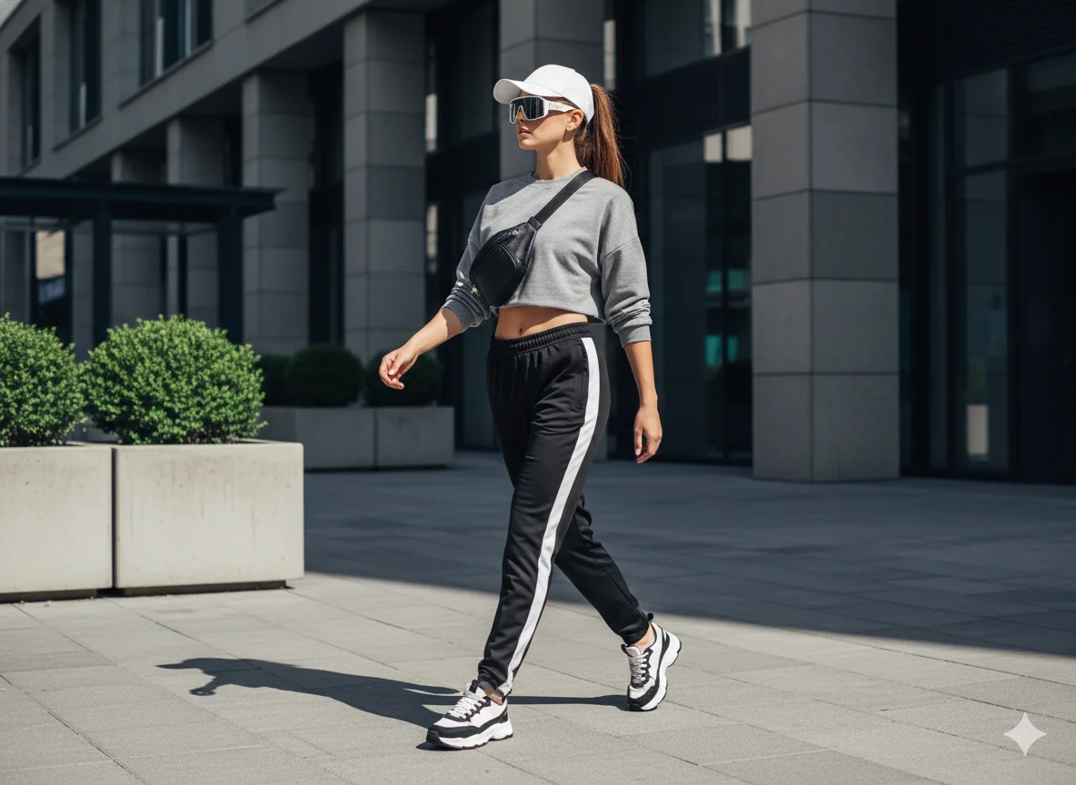 Track Pants and Cropped Sweatshirt