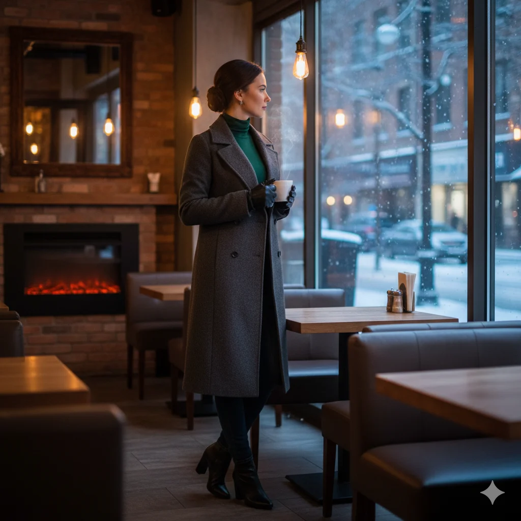 Turtleneck and Wool Coat