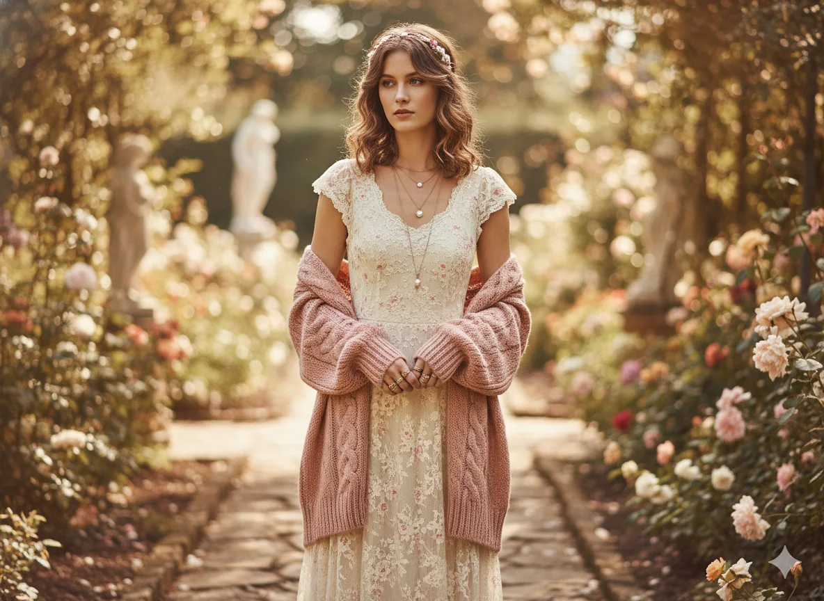 Vintage Dress and Soft Cardigan