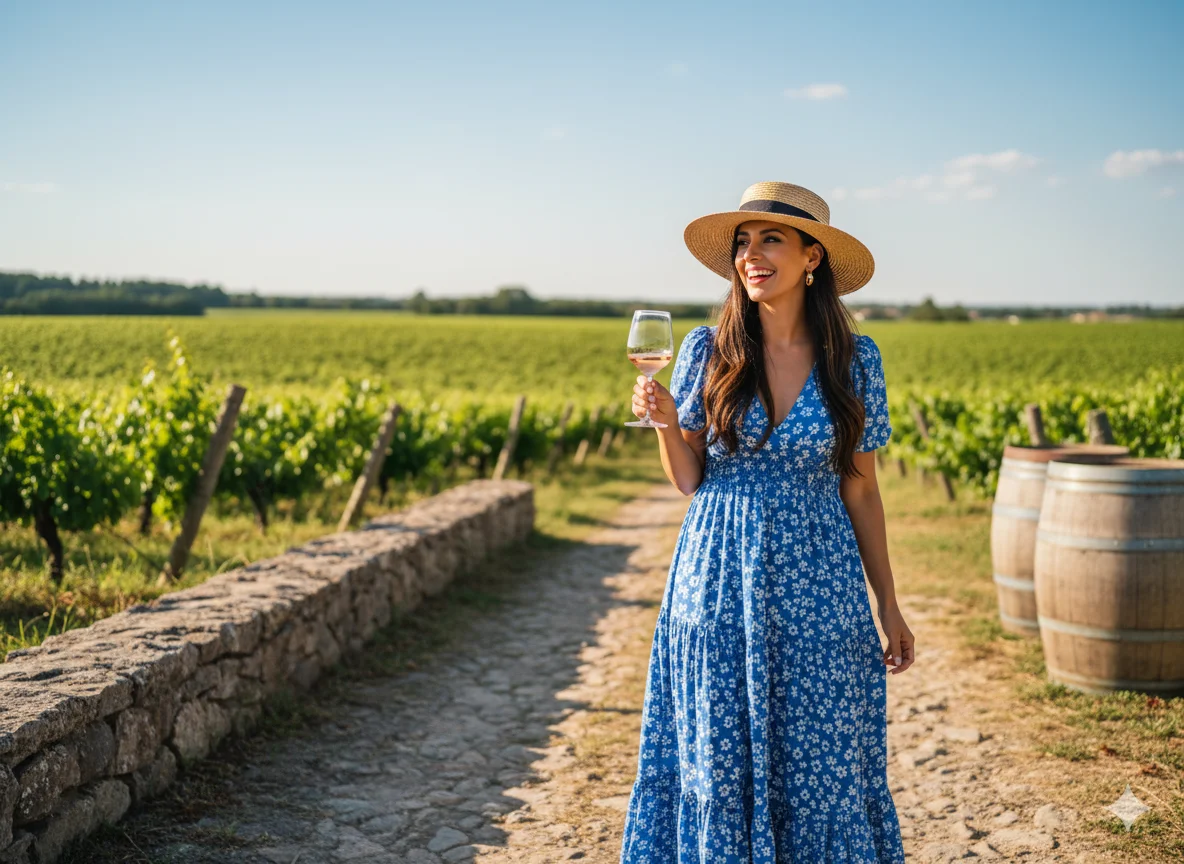 Wide-Brimmed Hat and Maxi Dressv