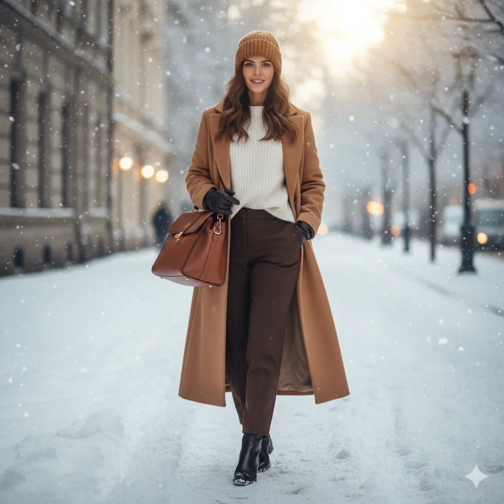 Winter Coat with Knit Outfit